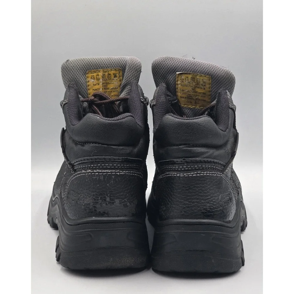 Skechers Work Womens 6.5 Black Leather Safety Boots ASTM EH PR Slip Resistant